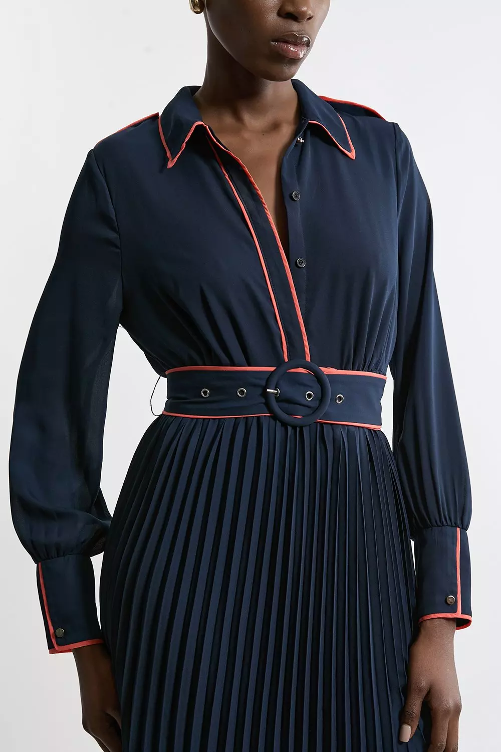 KAREN MILLEN 日本未入荷 ミリタリー 長袖 ミニ丈ドレス 襟 無地 KAREN MILLEN 日本未入荷 ミリタリー 長袖 ミニ丈ドレス 襟 無地