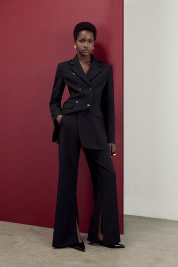 The Founder Compact Stretch Wide Leg Trouser black