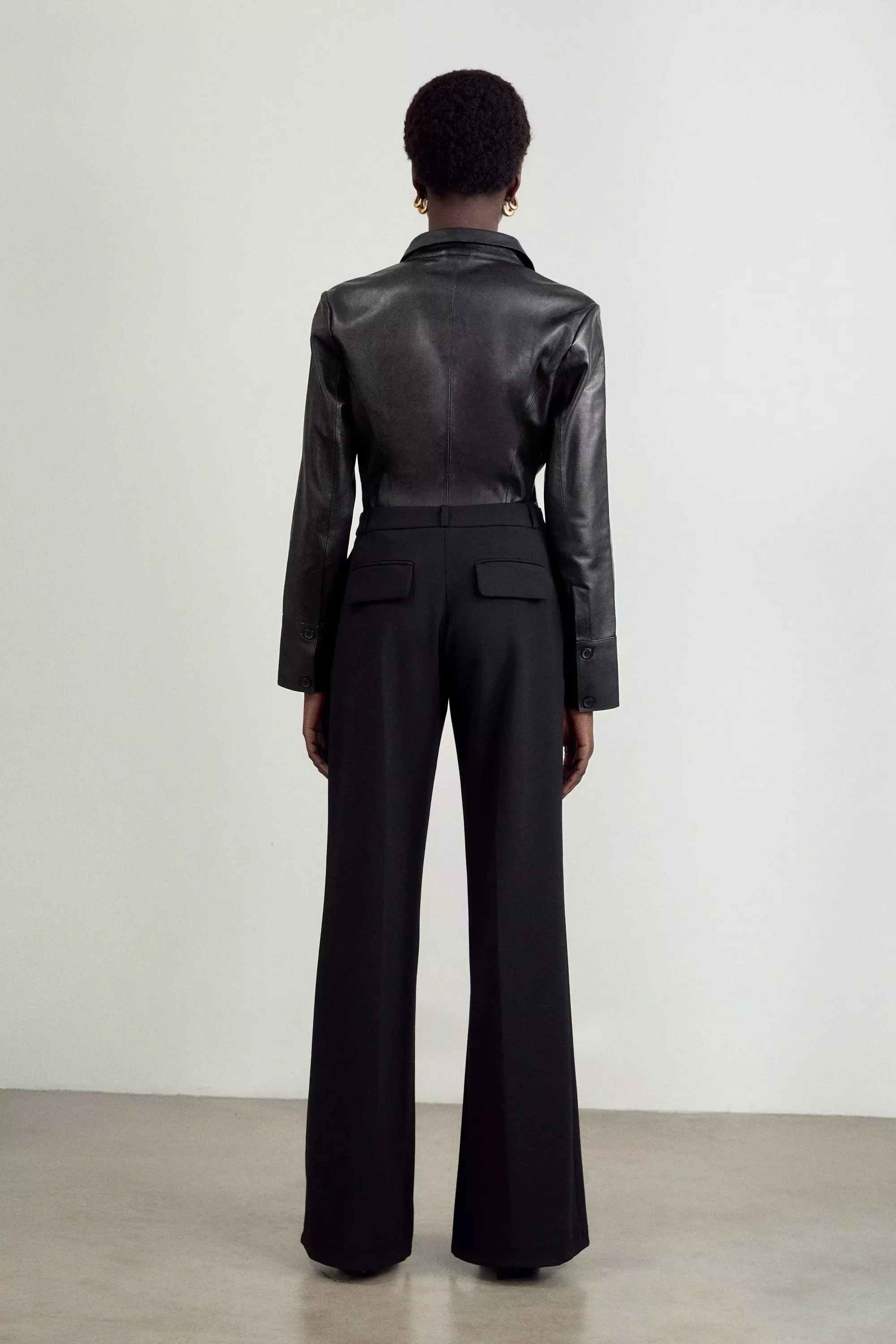 Compact Stretch Wide Leg Trouser | Karen Millen