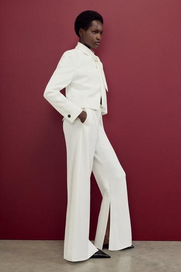 The Founder Compact Stretch Wide Leg Pants ivory