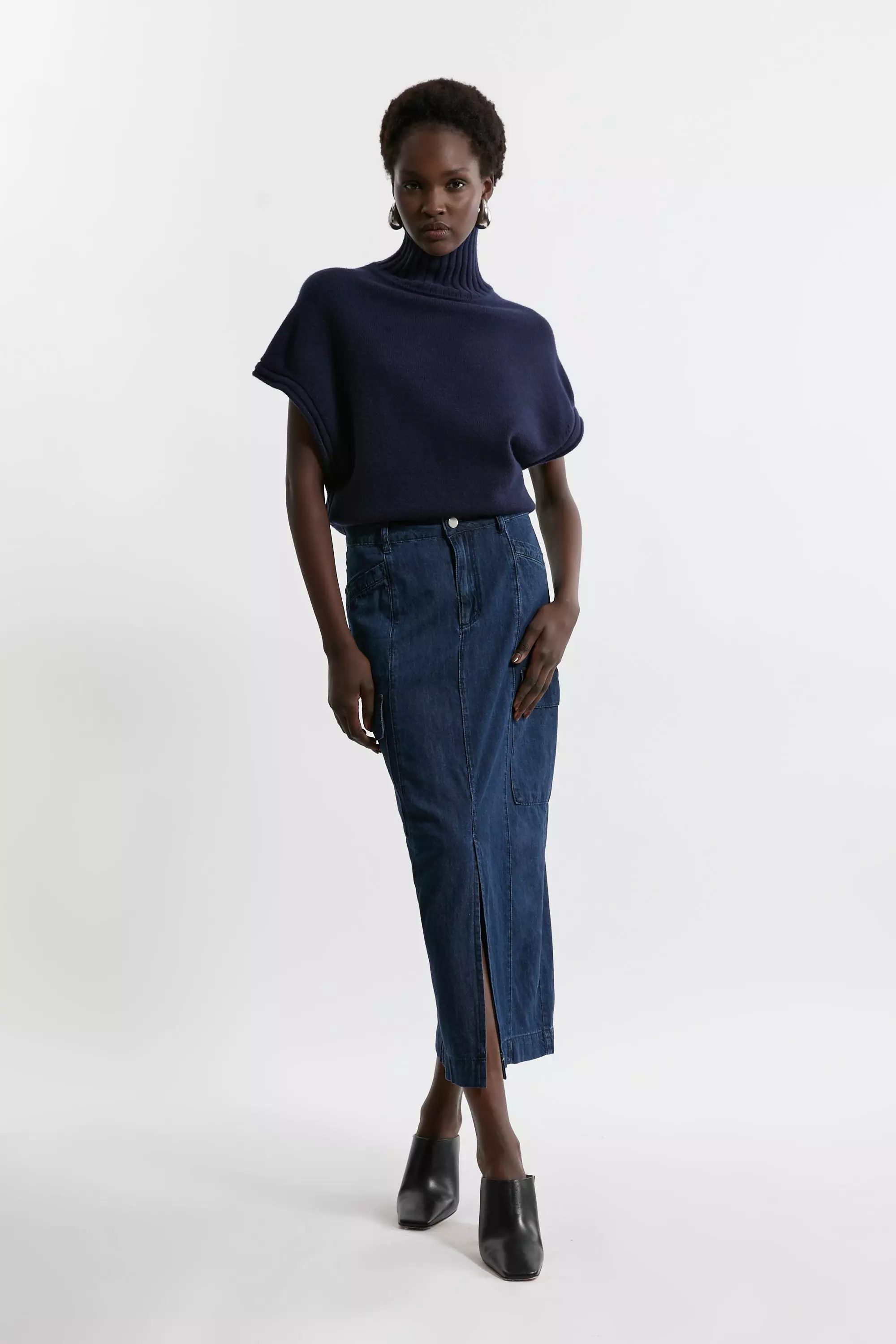 Midi denim skirt indigo best sale