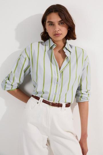 Stripe Cotton Oversize Tailored Essential Shirt light blue