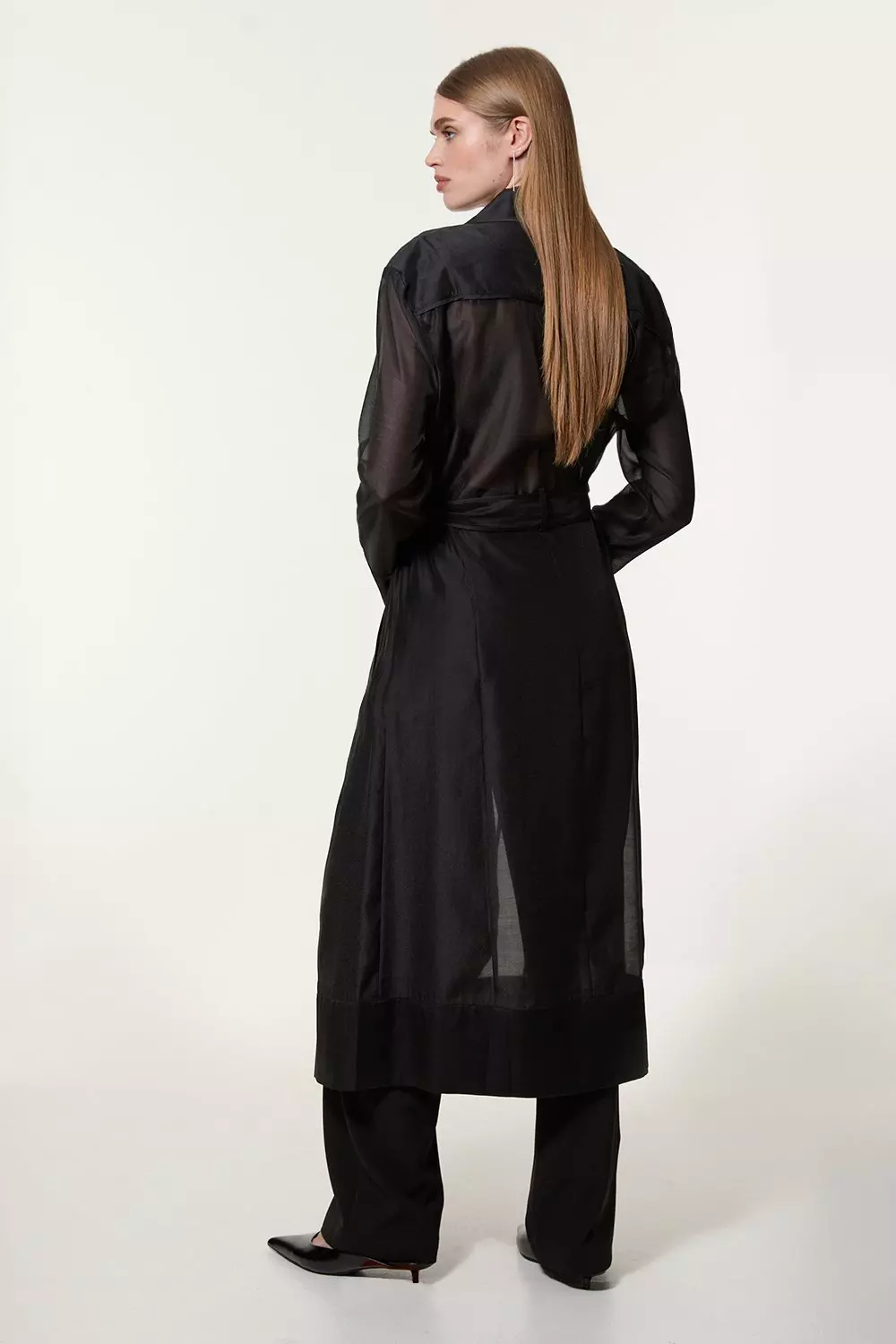 ランキングや新製品 Mix Satin And Organza Petite Tailored Coat Trench Sheer ワンピース