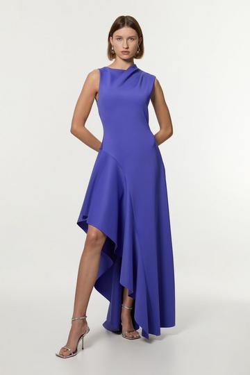 Scuba Drama Ruffle Hem Woven Maxi Dress cobalt