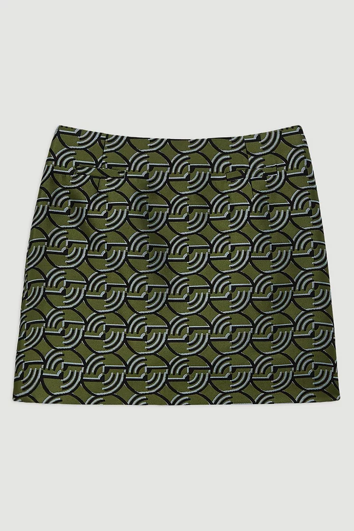 Geometric Jacquard Twill Tailored Mini Skirt | Karen Millen Geometric Jacquard Twill Tailored Mini Skirt | Karen Millen