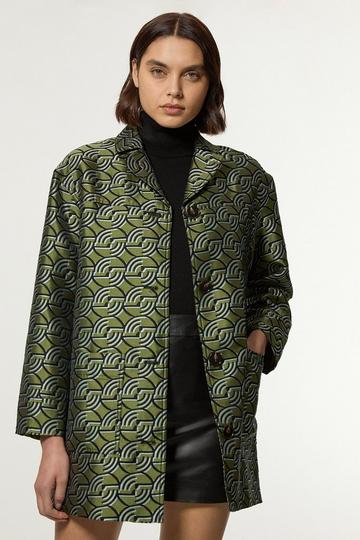 Geo Jacquard Twill Tailored Jacket green