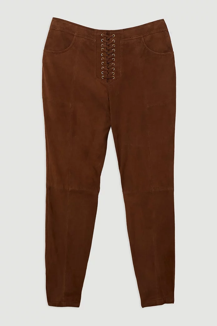 Suede Lace Up Slim Leg Pants | Karen Millen Suede Lace Up Slim Leg Pants | Karen Millen