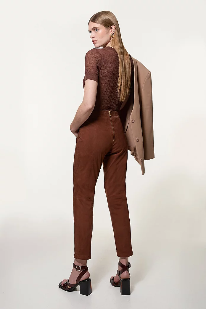 Suede Lace Up Slim Leg Pants | Karen Millen Suede Lace Up Slim Leg Pants | Karen Millen