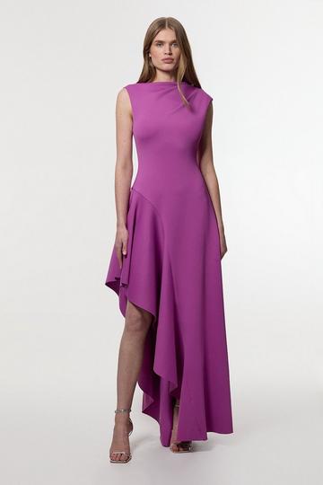 Purple Scuba Drama Ruffle Hem Woven Maxi Dress