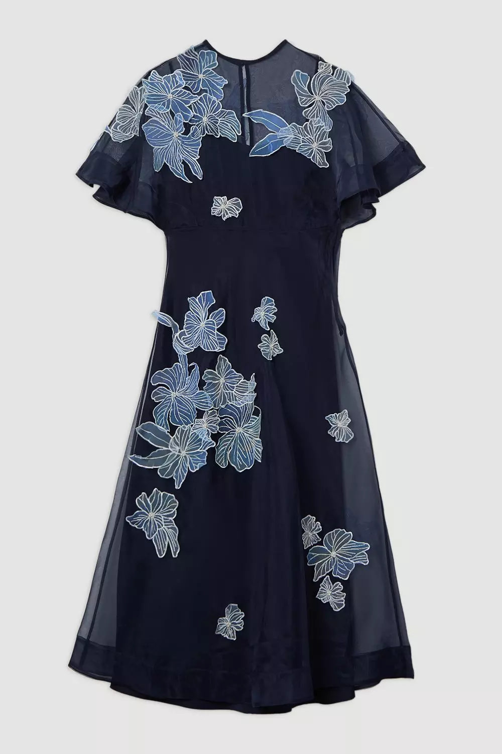 Floral Applique Organdie Woven Maxi Dress | Karen Millen