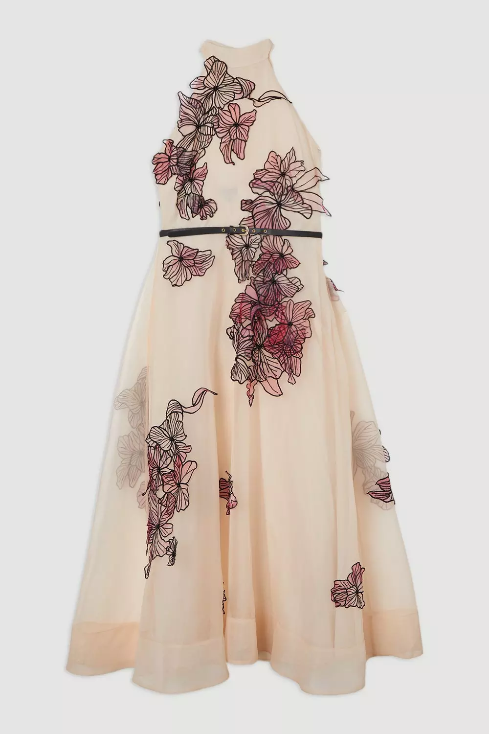Blush Floral Applique Organdie Woven Halter Neck Maxi Dress alternative image