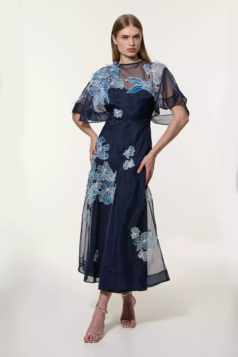 【KAREN MILLEN】Petite Floral Applique Organdie Woven Maxi bkk22727_navy_xl?$