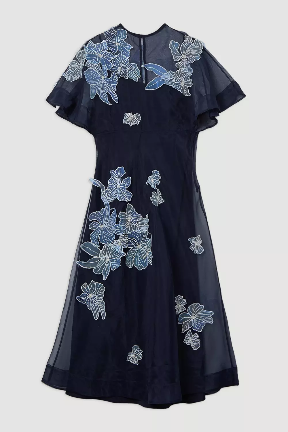 Petite Floral Applique Organdie Woven Maxi Dress | Karen Millen