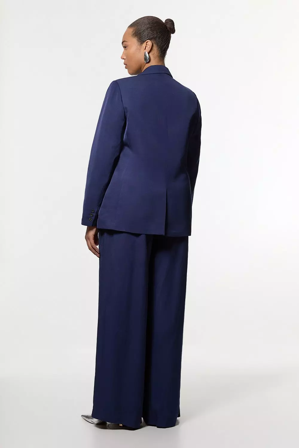Rrrcliché EX WIDE TROUSERS NAVY Buy Navy Textured Elasticated Wide Leg Trousers from Next