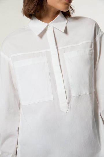 White Cotton Oversize Tailored Shirt