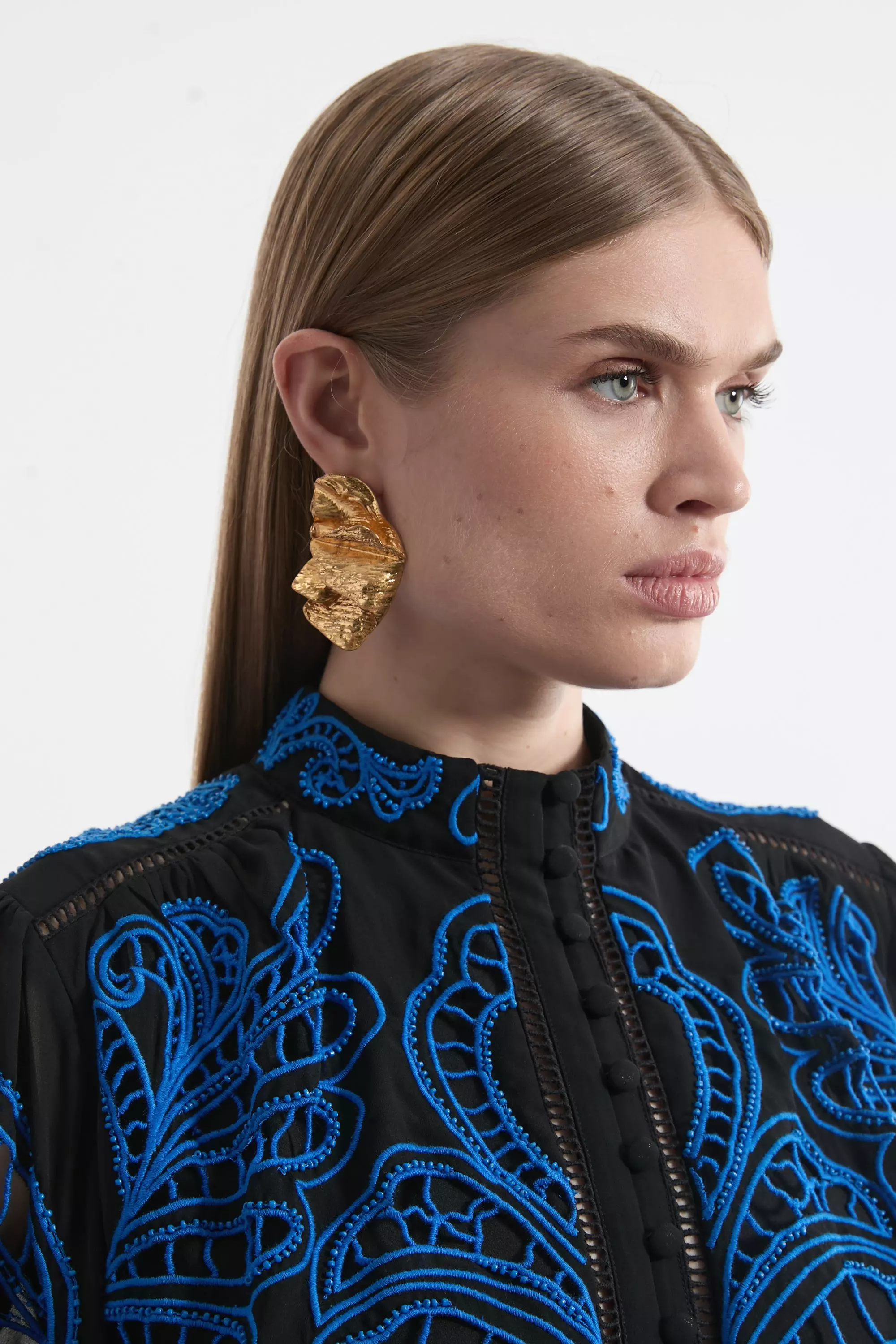 Petite Cut Work Embroidered Woven Maxi Dress | Karen Millen