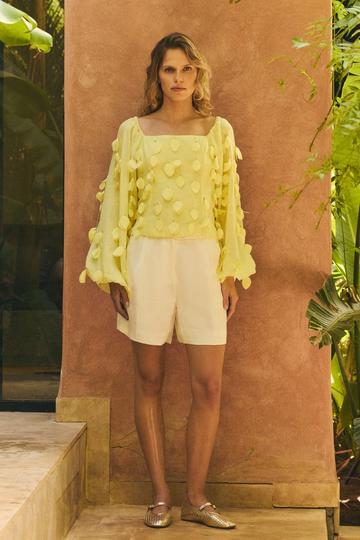 Tailored Viscose Linen Short ivory