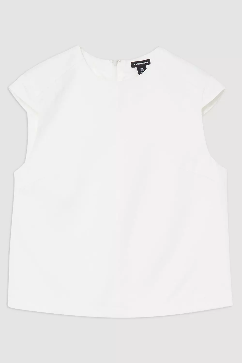 Ivory Tailored Viscose Linen Topstitch Detail Top  alternative image