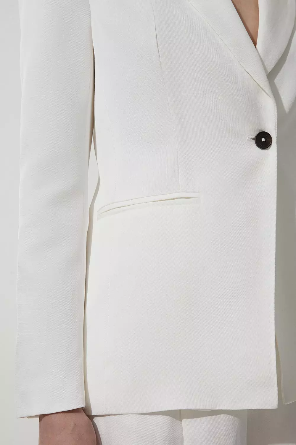 Ivory Tailored Viscose Linen Single Breasted Blazer Jacket  alternative image