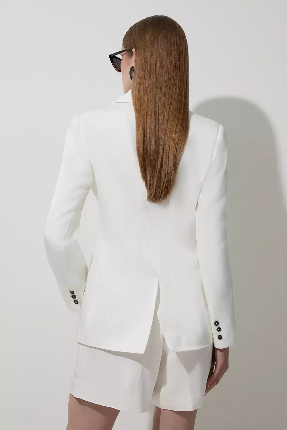 Ivory Tailored Viscose Linen Single Breasted Blazer Jacket  alternative image