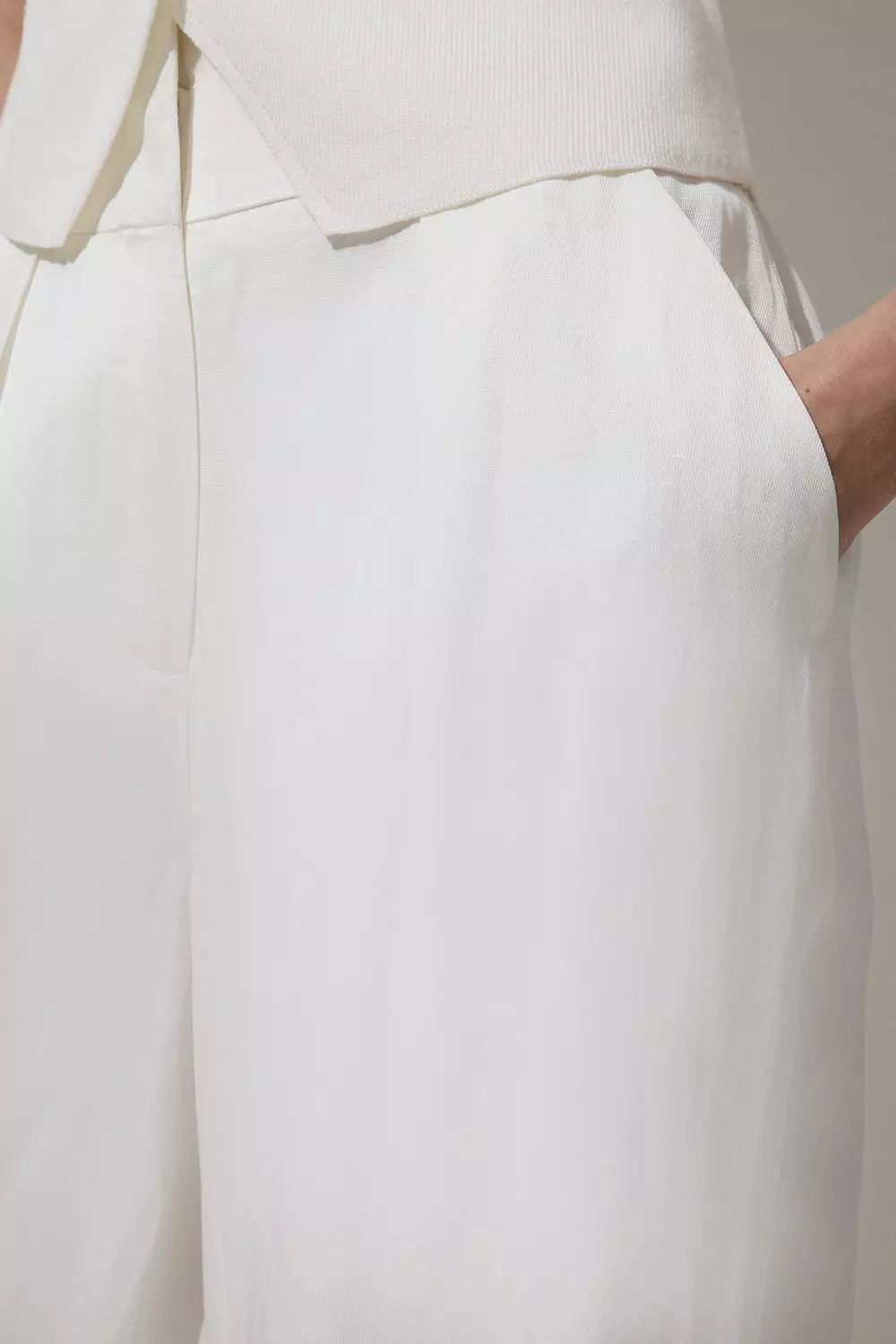 Tailored Viscose Linen Wide Leg Pants | Karen Millen