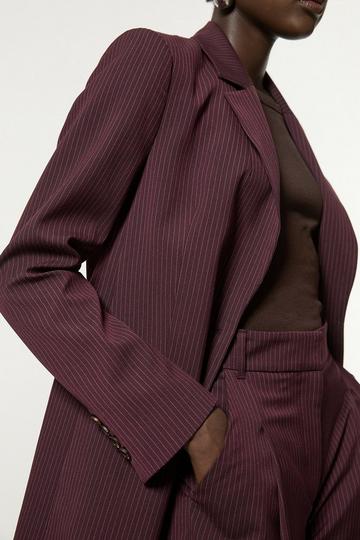 Pinstripe Tailored Single Breasted Jacket merlot