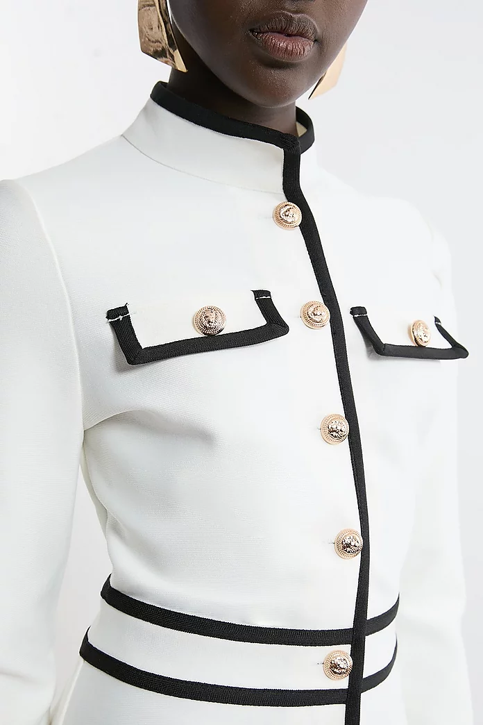 Tall Figure Form Bandage Contrast Piping Jacket | Karen Millen Tall Figure Form Bandage Contrast Piping Jacket | Karen Millen