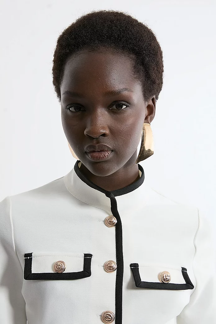 Tall Figure Form Bandage Contrast Piping Jacket | Karen Millen Tall Figure Form Bandage Contrast Piping Jacket | Karen Millen