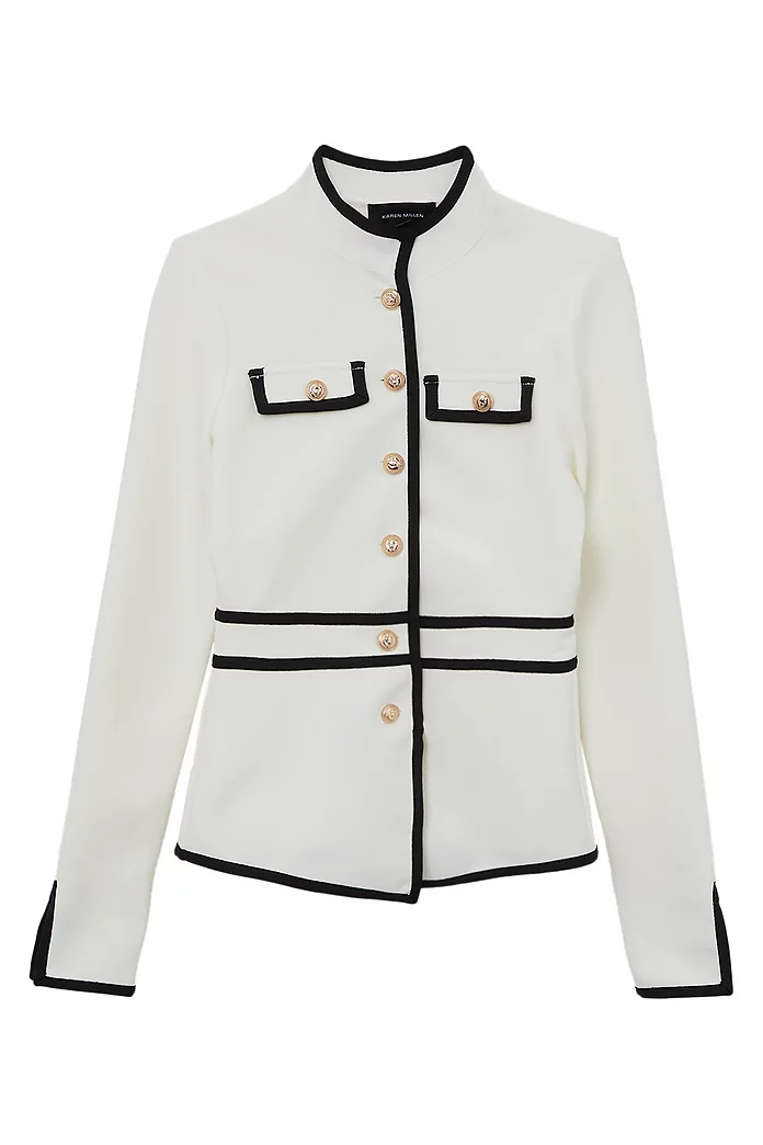 Tall Figure Form Bandage Contrast Piping Jacket | Karen Millen Tall Figure Form Bandage Contrast Piping Jacket | Karen Millen