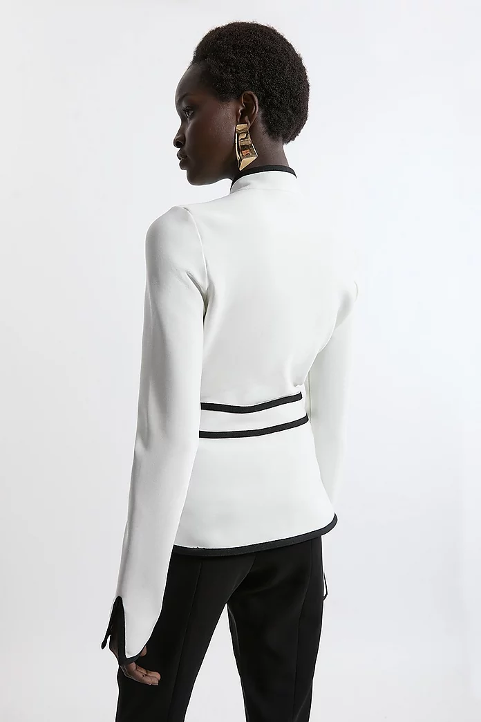 Tall Figure Form Bandage Contrast Piping Jacket | Karen Millen Tall Figure Form Bandage Contrast Piping Jacket | Karen Millen