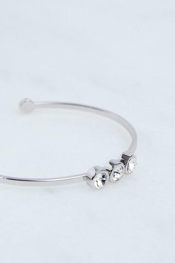 Hand Set European Crystal Trio Cuff silver