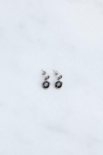 Hand Set European Crystal Solitaire Drop Earrings black