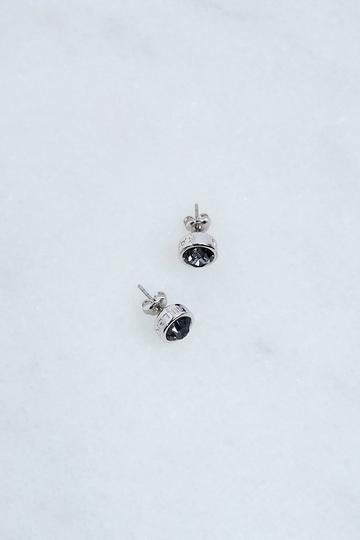 Hand Set European Crystal Solitaire Stud Earrings black