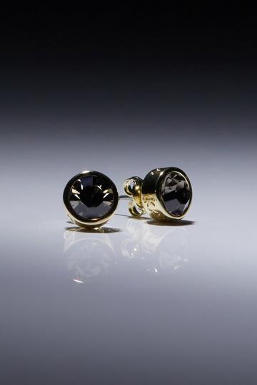 Hand Set European Crystal Solitaire Stud Earrings black