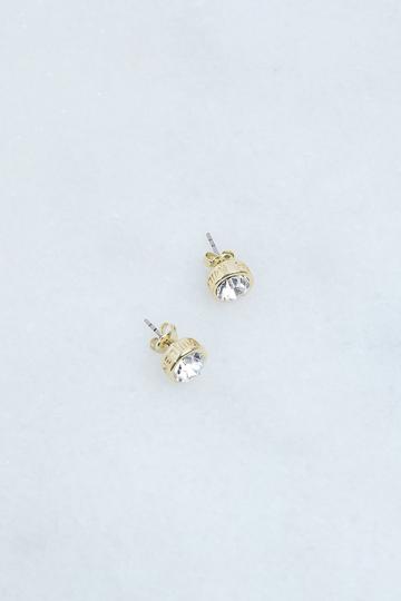 14kt Gold Plated Hand Set European Crystal Solitaire Stud Earrings silver