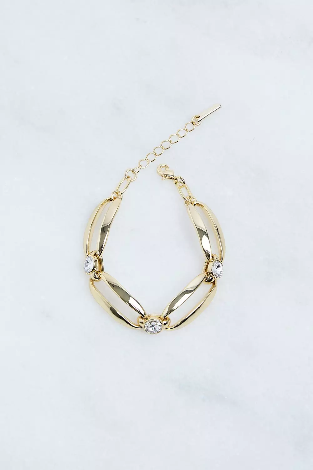 【KAREN MILLEN】14Kゴールド クリスタルティア ブレスレット Hand Set European Crystal Ellipse Chain Bracelet | Karen Millen
