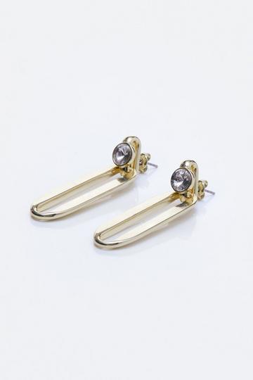 Hand Set European Crystal Ellipse Drop Earrings gold