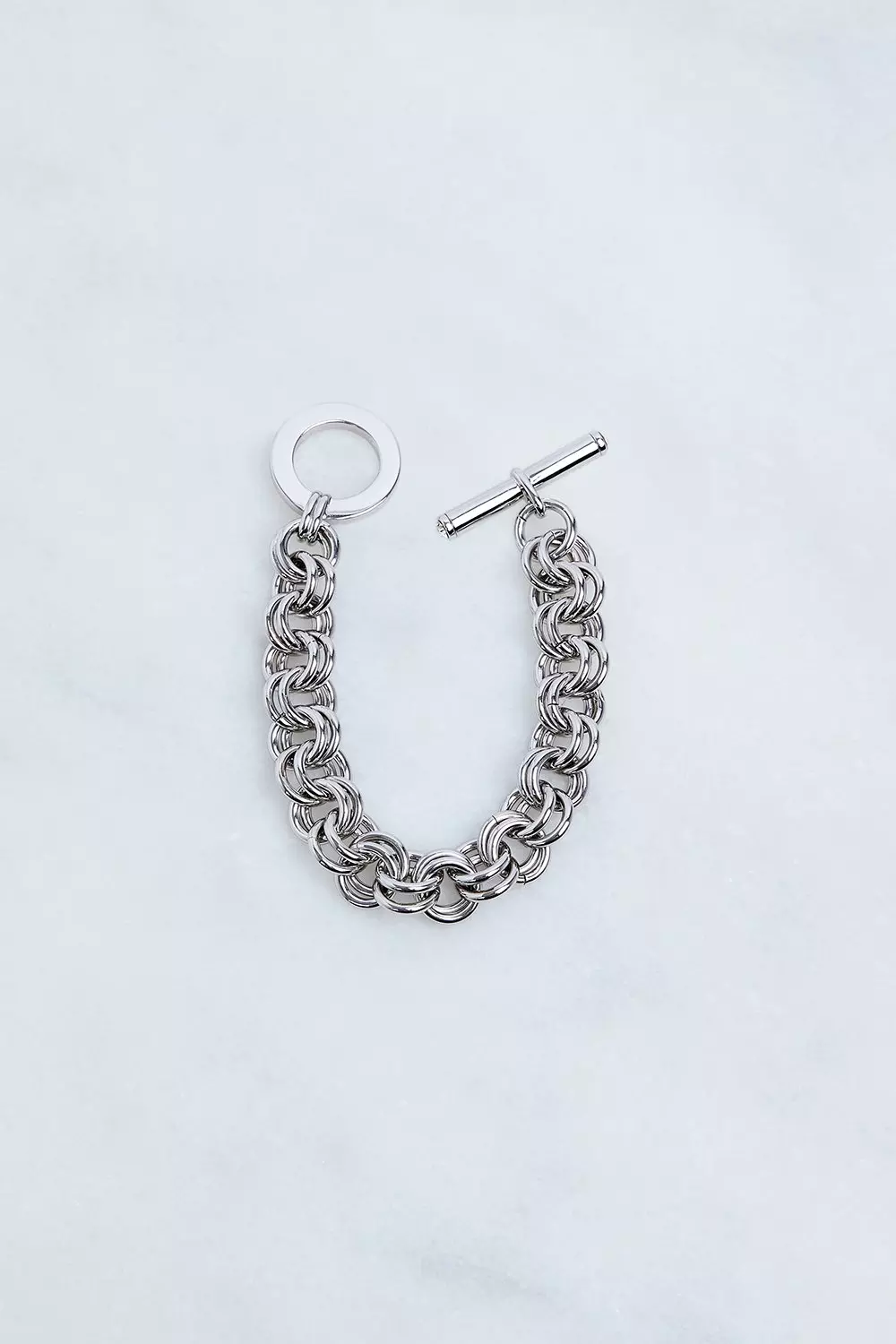 ［a-BL201] Karen Silver Bracelet 17cm Heishi Silver Bracelet with 4mm Silver Beads - BU900698