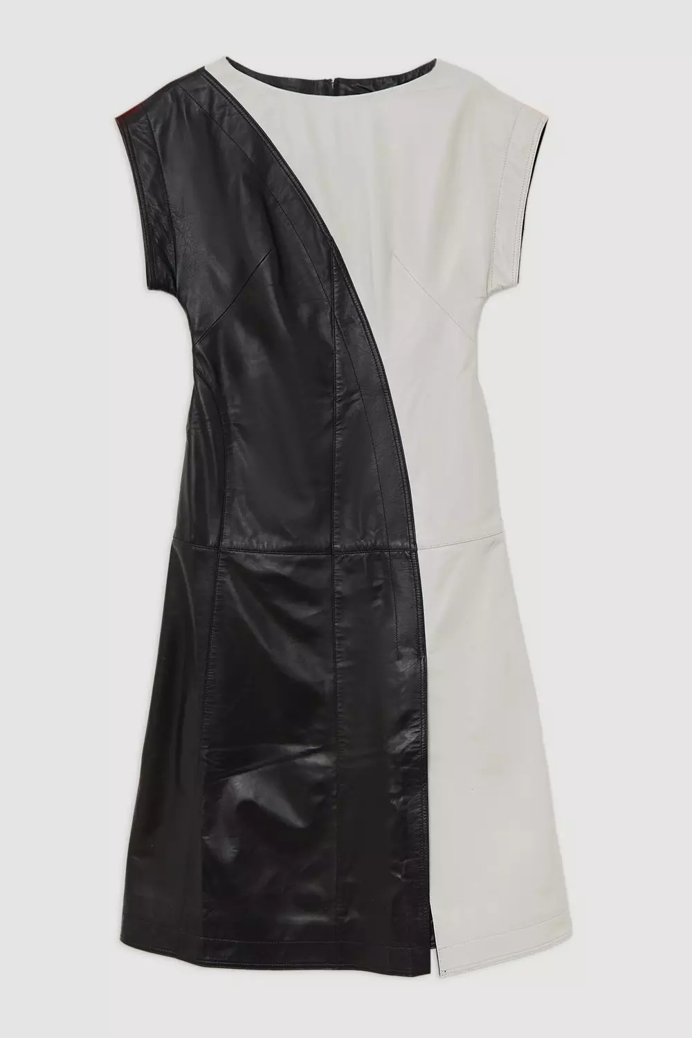 Karen Millen：テーラード カラーブロック ミディドレス Leather Color Block Midi Dress | Karen Millen
