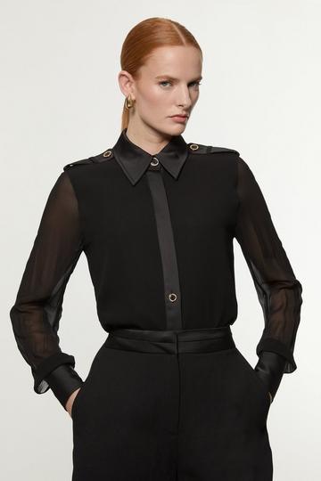 Black Viscose Georgette Woven Shirt