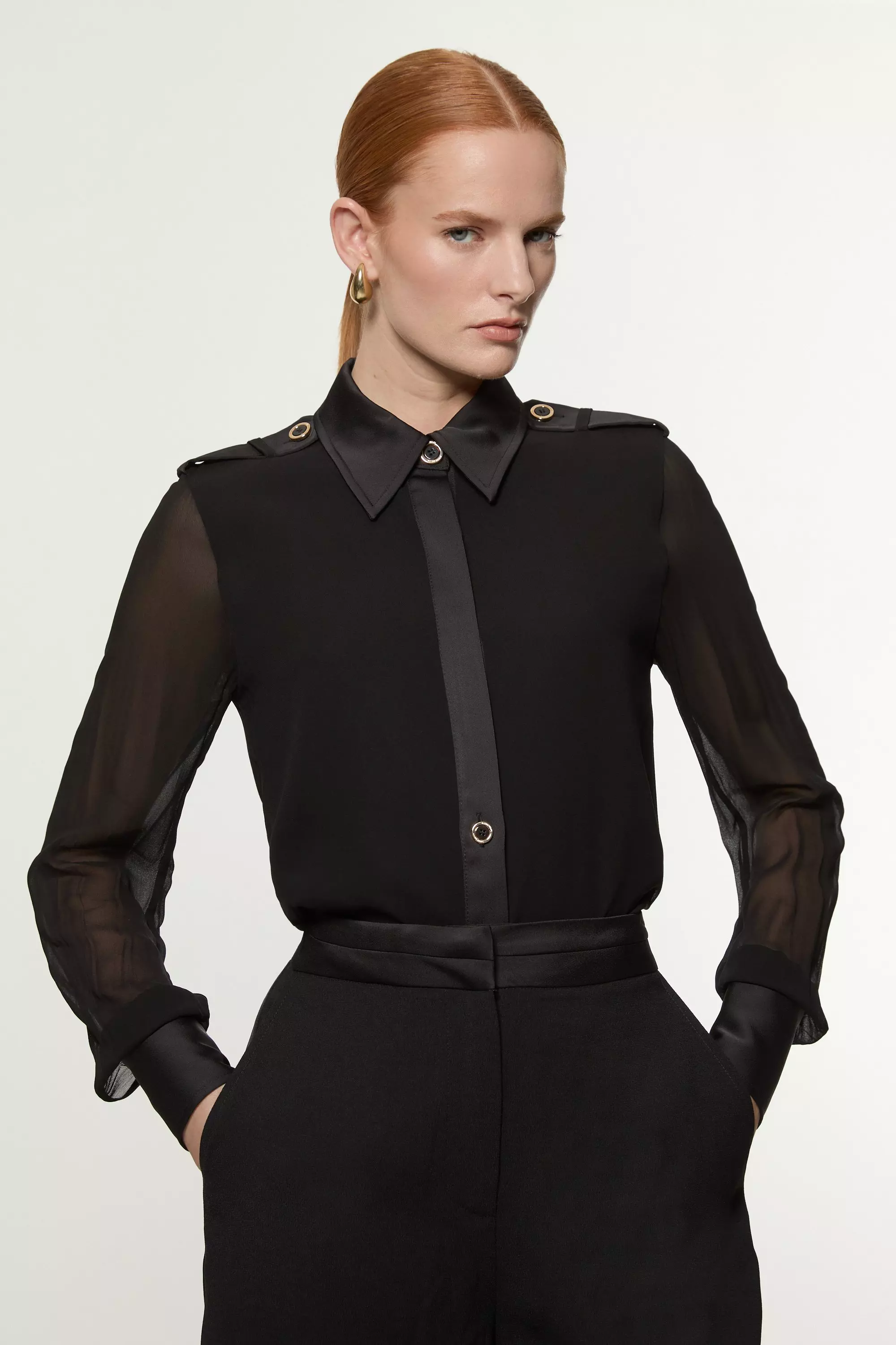 【Karen Millen】コットンピンタックグログランジップブレザー bkk22808_black_xl?$
