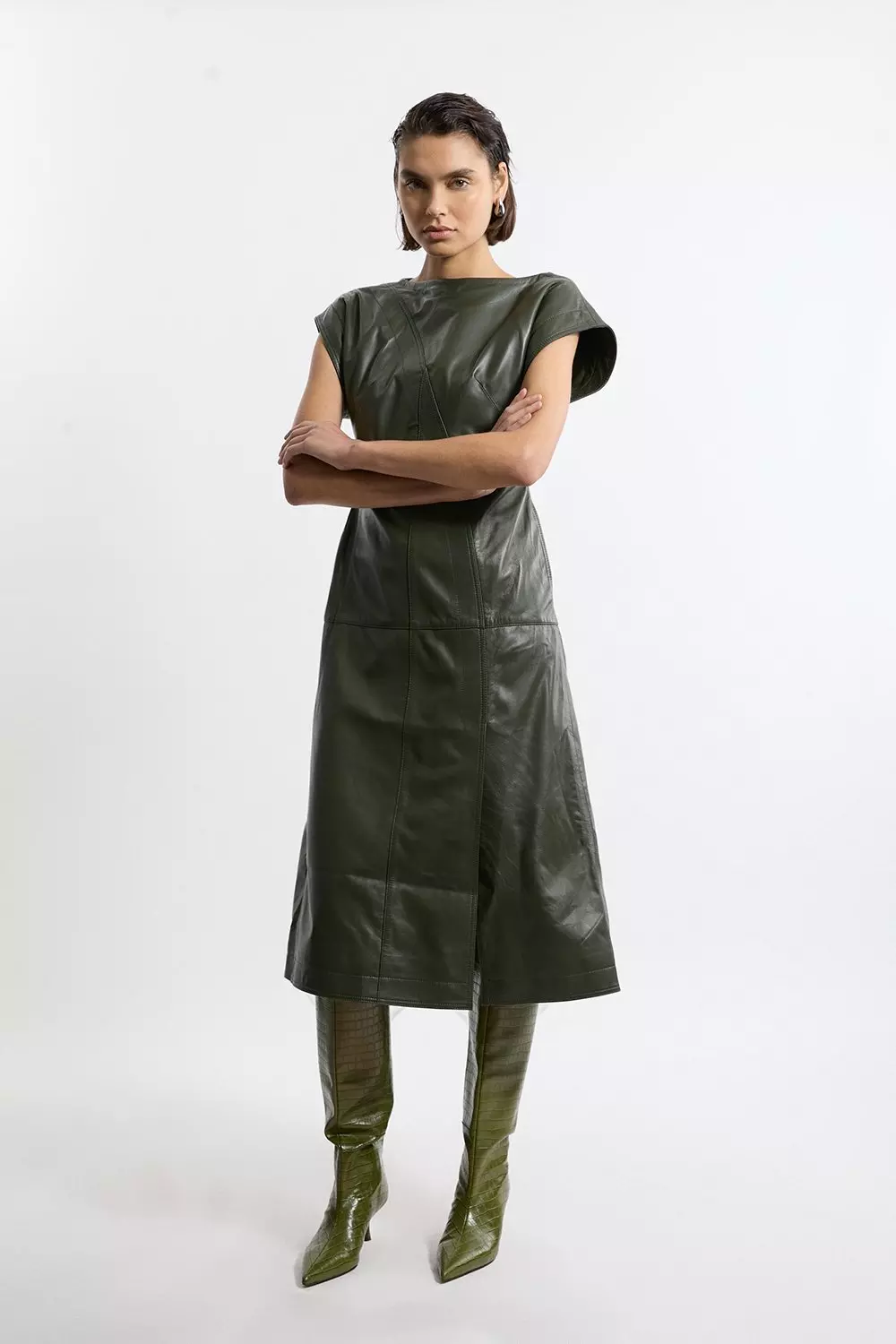 KAREN MILLEN レザー ボタン スカート 緑 黒 革 グリーン マキシ KAREN MILLEN レザー ボタン スカート 緑 黒 革 グリーン マキシ