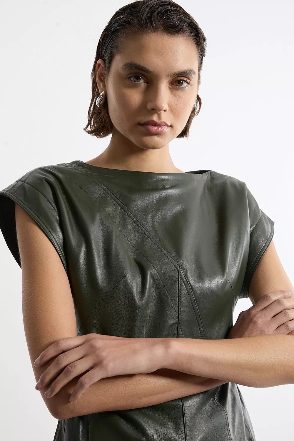 Leather Full Midi Dress | Karen Millen