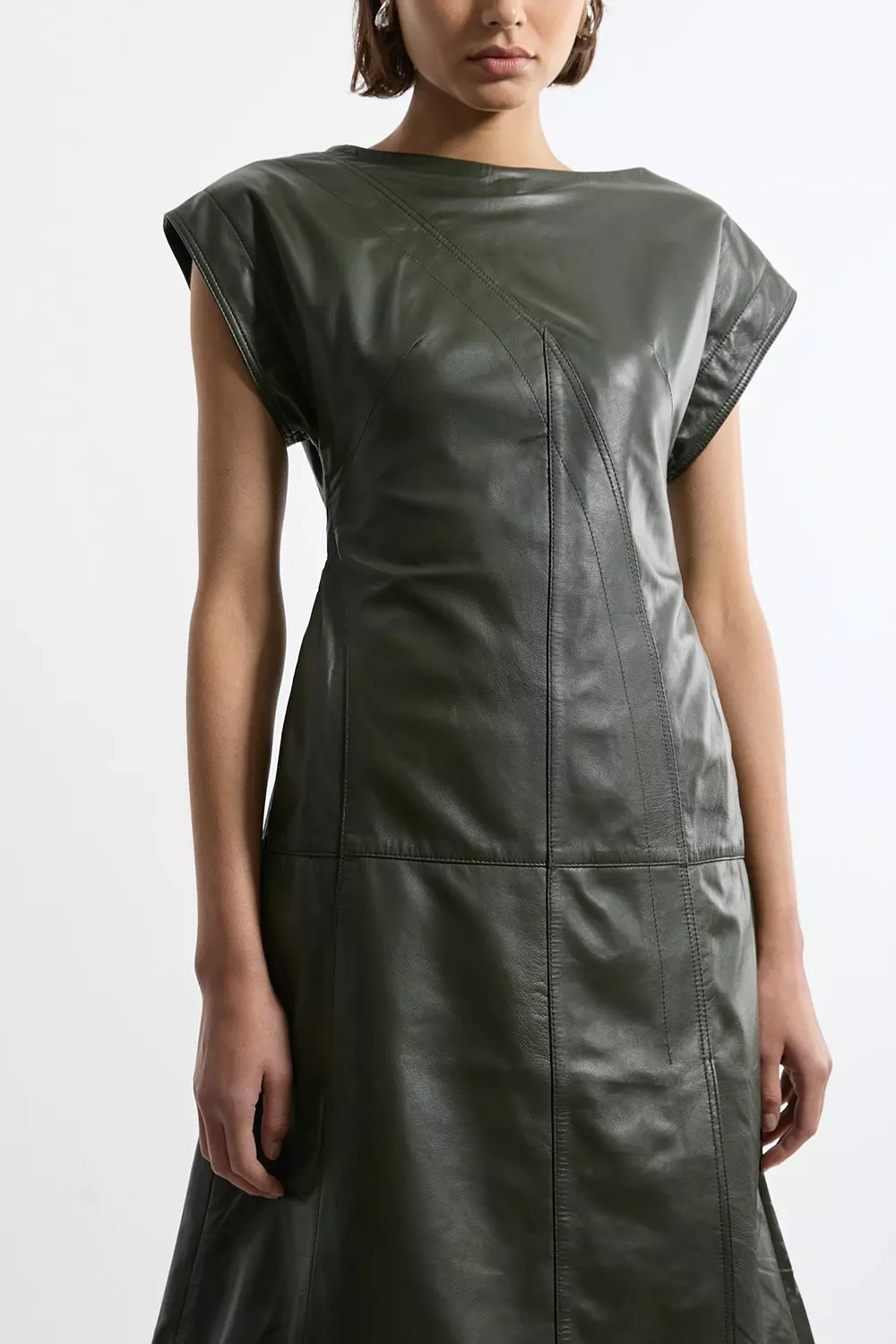 Leather Full Midi Dress | Karen Millen