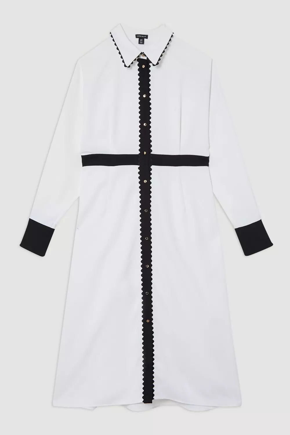 Plus Size Scallop Trim Woven Crepe Shirt Dress | Karen Millen