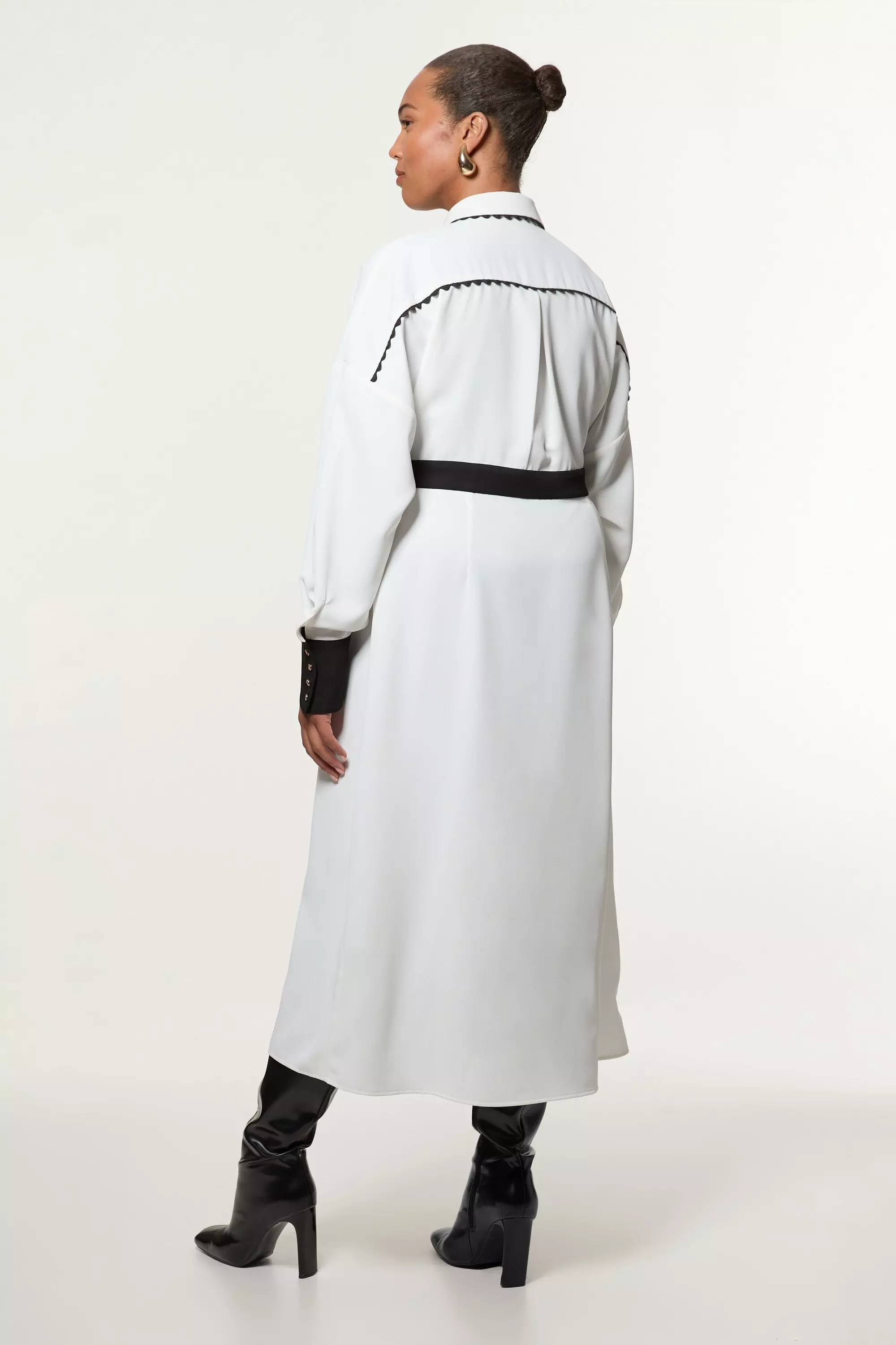 Plus Size Scallop Trim Woven Crepe Shirt Dress | Karen Millen