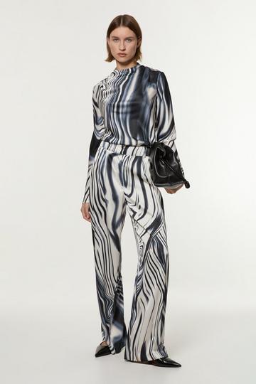 Tall Graduated Stripe Viscose Satin High Waist Trouser mono