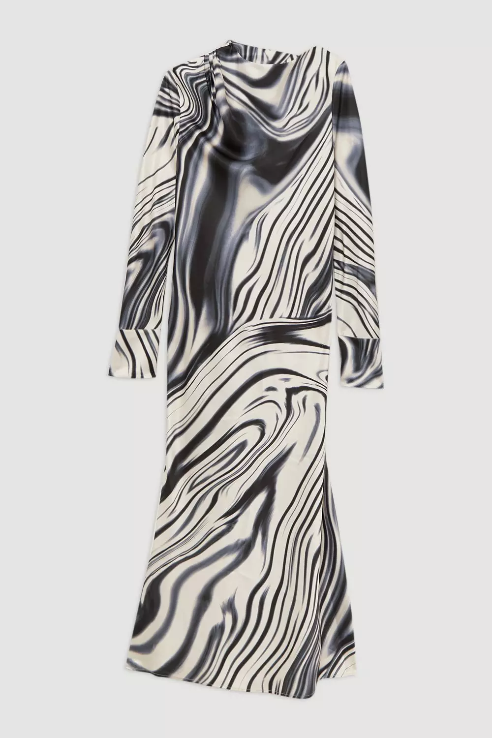 Mono Graduated Stripe Viscose Satin Bias Midi Dress alternative image