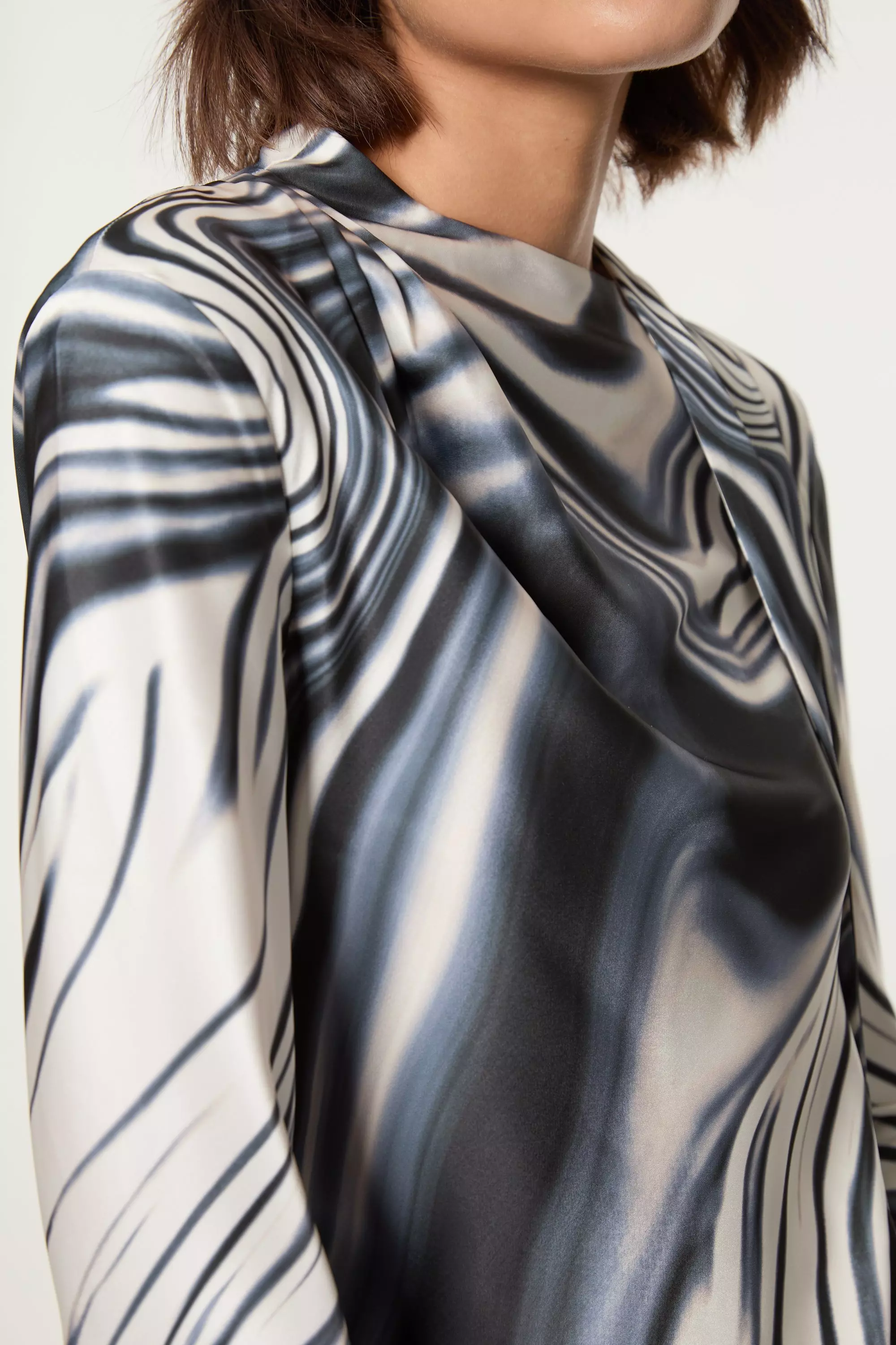 Mono Graduated Stripe Viscose Satin Bias Midi Dress alternative image