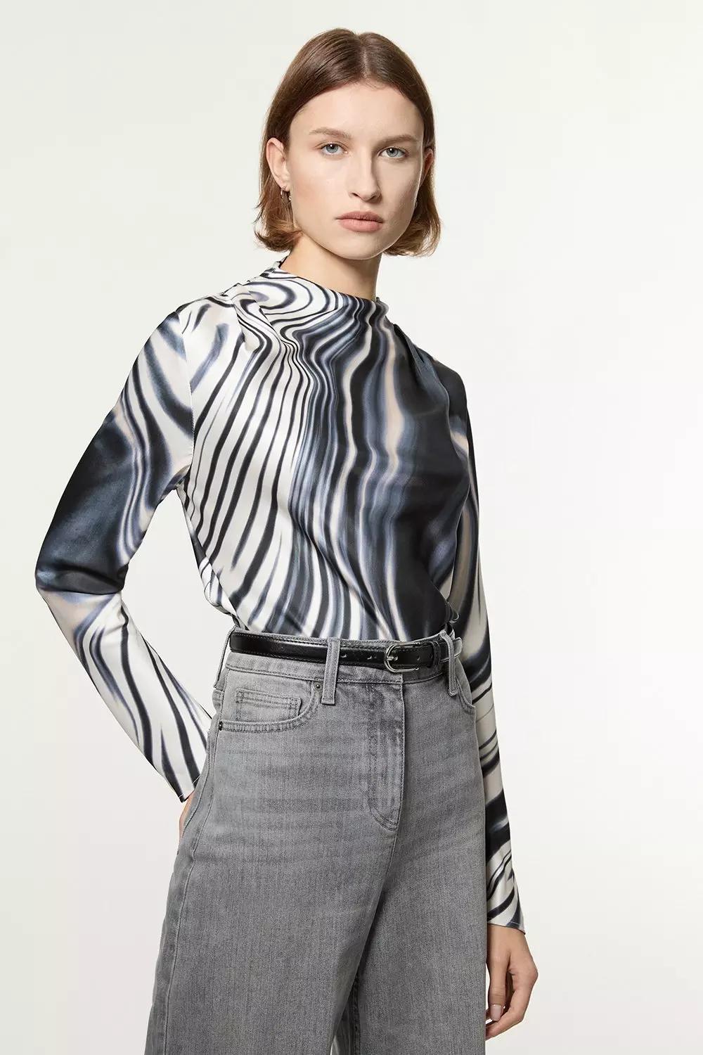メゾンスペシャル　Multiway Taffeta Blouse 2way Shirring Taffeta Blouse